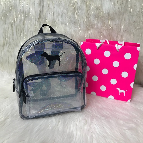 clear mini backpack pink